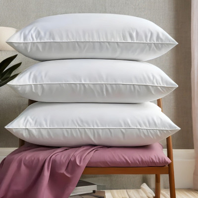 GUNVAR INDIA PRIVATE LIMITED LUXURY Polyester Fibre Solid Sleeping Pillow Pack of 3(White)