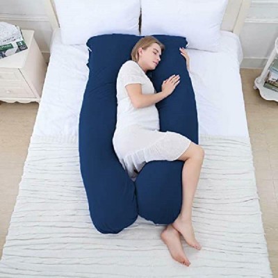 ANVANSA Microfibre, Polyester Fibre Solid Pregnancy Pillow Pack of 1(Dark Blue)