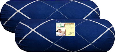 ACTOS Microfibre Geometric Bolster Pack of 2(Blue, White2)