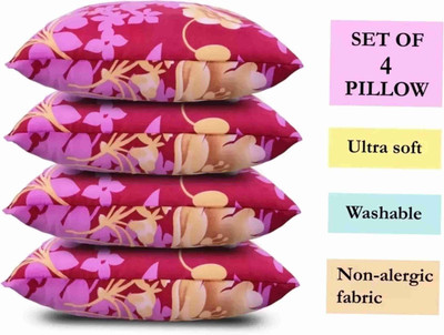 fulffystyl Polyester Fibre Sleeping Pillow Pack of 4 Abstract SOFT(White)
