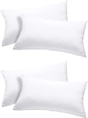 VLYSIUM Plain 12*18 cushions for sofa or chair pillows set (45cm*30cm) Polyester Fibre Solid Lumbar Pillow Pack of 4(White)