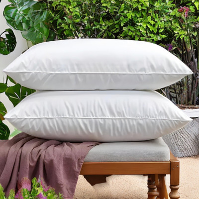 LIPONOS LUXURY Microfibre Solid Sleeping Pillow Pack of 2(White)