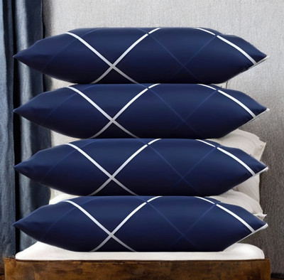 EIRINI Microfibre Sleeping Pillow Pack of 4 Solid LUXURY(Blue)