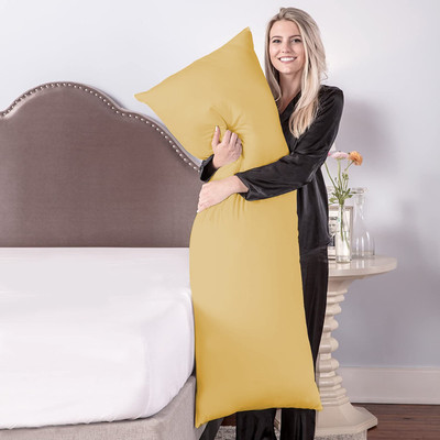 Mom's Moon Microfibre Solid Body Pillow Pack of 1(Beige)