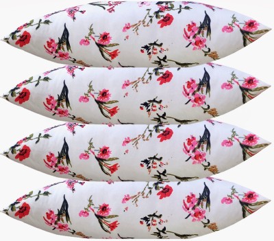 GKM Microfibre Floral Sleeping Pillow Pack of 4(White)