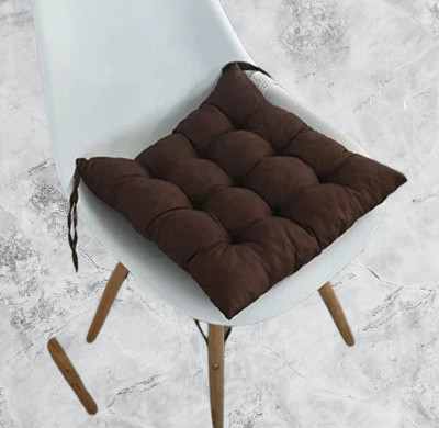 THM Microfibre Solid Chair Pad Pack of 1(Brown)