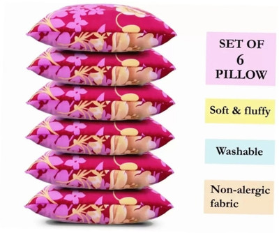 KHUKU Microfibre Solid Sleeping Pillow Pack of 6(Multicolor)