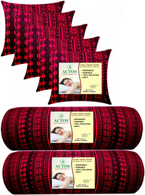 ACTOS Microfibre Geometric Bolster Pack of 7(Maroon, Black)