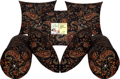 ACTOS 5 Cushion and 2 Microfibre Floral Bolster Pack of 7(Multicolor)