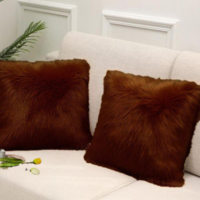 Catchyx Cart Microfibre Solid Cushion Pack of 2(Coffee Brown)