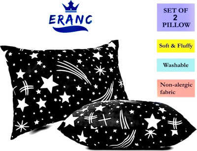 VILLAGERS Polyester Fibre Abstract Sleeping Pillow Pack of 2(Black)