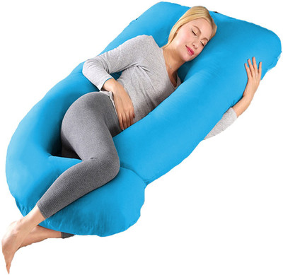 Daddy Cool Full Body Support Microfibre Solid Pregnancy Pillow Pack of 1(Light Blue)