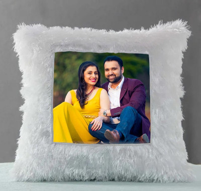 TheWhoop Photo Print Cushion with Your Photo and Text Printed Foam Solid Cushion Pack of 1(White)