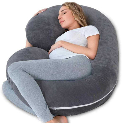 DFH Comfortable c shape Microfibre Solid Pregnancy Pillow Pack of 1(Grey)