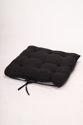 Pisaganj Polyester Fibre Chair Pad Pack of 2 Solid(Black)