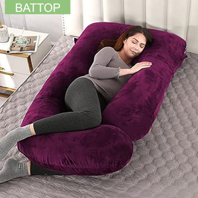 BATTOP ULTRA SOFT J SHAPE Polyester Fibre Solid Sleeping Pillow Pack of 1(WINE)