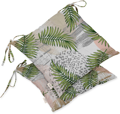 Vargottam Polyester Fibre Nature Chair Pad Pack of 2(Multicolor 1)
