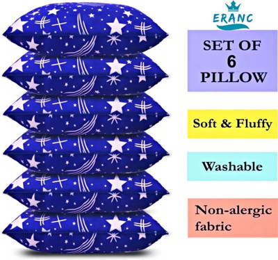 Tecsun Polyester Fibre Floral Sleeping Pillow Pack of 6(Blue)