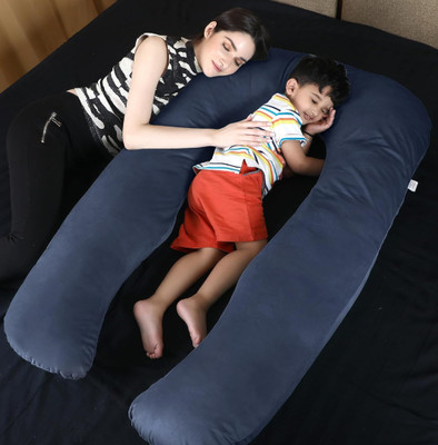 fluffymummy Cotton Solid Pregnancy Pillow Pack of 1(Grey)