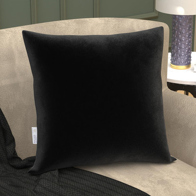 MY ARMOR Microfibre Cushion Pack of 1 Solid Microfibre Pillow, Cushion for Sofa, Soft, Fluffy For Comfort & Back Support(Black)