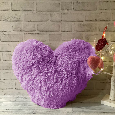 PICKKART Heart Shape Pillow-38 cm Microfibre Solid Cushion Pack of 1(Purple)