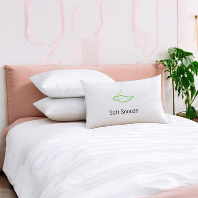 SOFT SNOOZE Soft Luxury Microfibre Solid Sleeping Pillow Pack of 3(White)