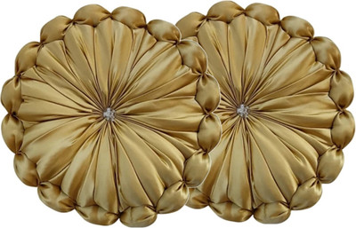 GTX Microfibre Cushion Pack of 2 Solid Decorative premium(Golden)