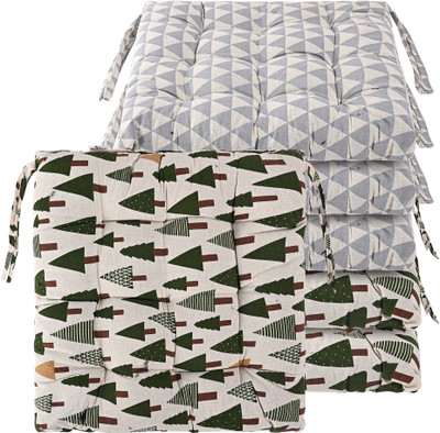 KUBER INDUSTRIES Microfibre Abstract Chair Pad Pack of 6(Grey, Green)