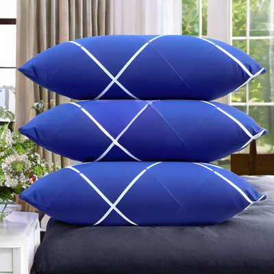 YPOLOIPO Polyester Fibre Sleeping Pillow Pack of 3 Solid LUXURY(Blue)