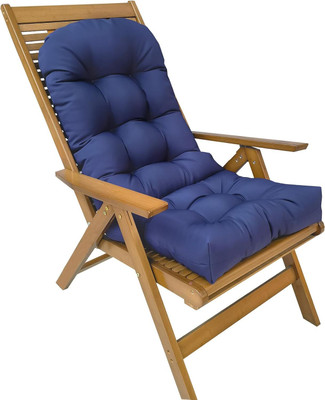 Hundur Store Microfibre Chair Pad Pack of 1 Solid(Navy Blue)