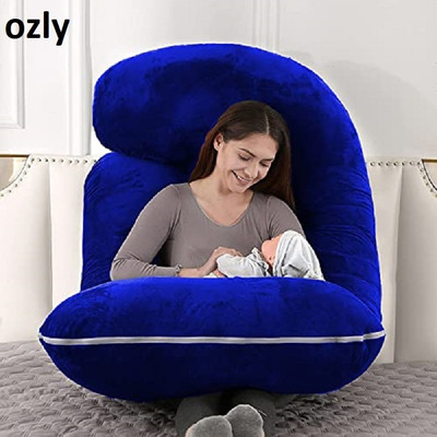 OZLY Microfibre, Polyester Fibre Pregnancy Pillow Pack of 1 Solid ultra soft j shaped pillow(ROYAL BLUE)