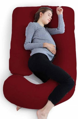 Mojo Polyester Fibre Pregnancy Pillow Pack of 1 Solid Ultra soft j shaped pillow(Maroon)