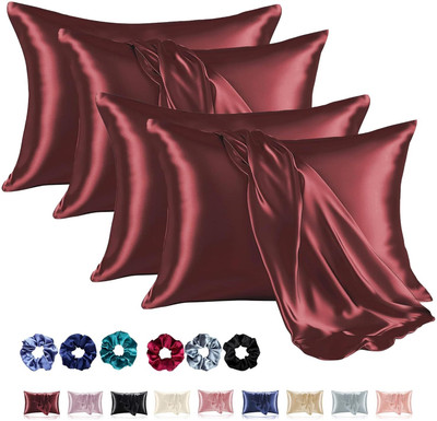 Wesofy Polyester Fibre Solid Sleeping Pillow Pack of 4(Maroon)