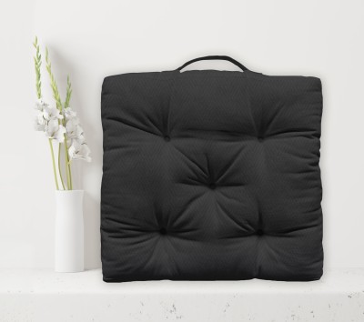 OASIS Cotton Solid Floor Cushion Pack of 1(Black)