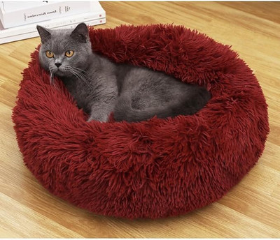 Ziraat Round Donut Shape Polyester Fibre Animals Sleeping Pillow Pack of 1(Red)