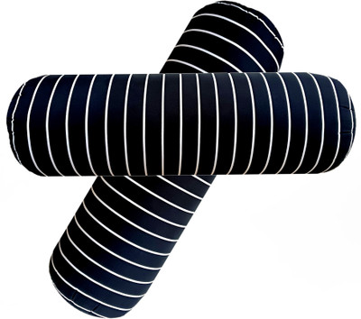 GKM Microfibre Bolster Pack of 2 Stripes(Black)