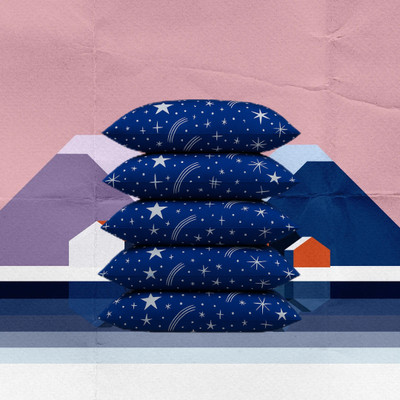 CATHROL Polyester Fibre Sleeping Pillow Pack of 5 Abstract 5 Pillows(Blue)