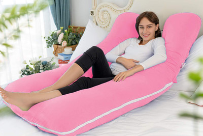 garps U shape Polyester Fibre Solid Sleeping Pillow Pack of 1(Pink)