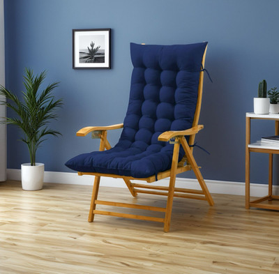 SOFT SNOOZE Microfibre Chair Pad Pack of 1 Solid Soft(Blue)