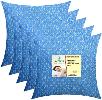 ACTOS Microfibre Floral Cushion Pack of 5(Light Blue)
