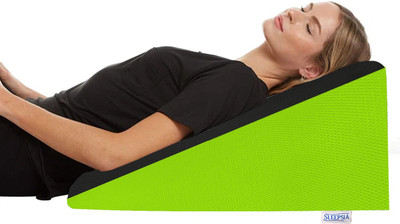 Sleepsia Gel Orthopaedic Pillow Pack of 1 Solid Bed Wedge Memory Foam Pillow for Sleeping, Back & Neck Pain Relief, Leg Elevator(Green, Black)