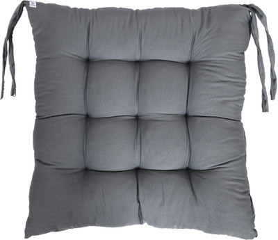 Heart Home Microfibre Solid Chair Pad Pack of 1(Grey)