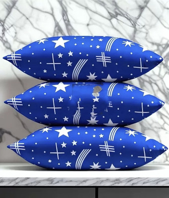 YPOLOIPO LUXURY Polyester Fibre Abstract Sleeping Pillow Pack of 3(Blue)