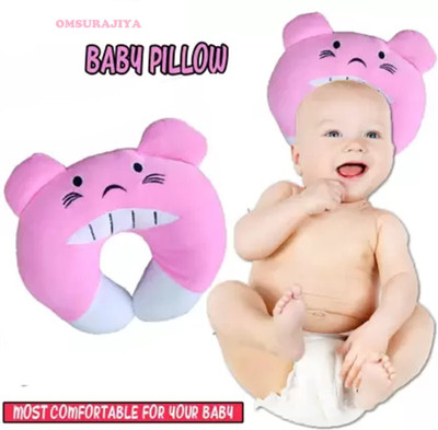 Omvista Microfibre Toons & Characters Baby Pillow Pack of 1(Pink, White)