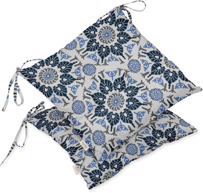 Vargottam Polyester Fibre Motifs Chair Pad Pack of 2(White)