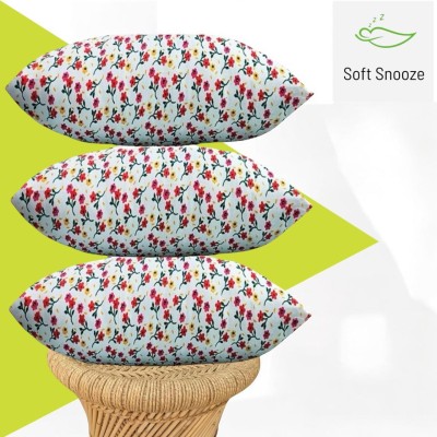 SOFT SNOOZE Luxury Microfibre Floral Sleeping Pillow Pack of 3(White)