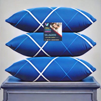 Tecsun LUXURY Microfibre Abstract Sleeping Pillow Pack of 3(Blue)