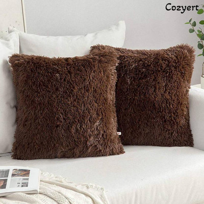 Cozyert Microfibre Solid Cushion Pack of 2(Brown)