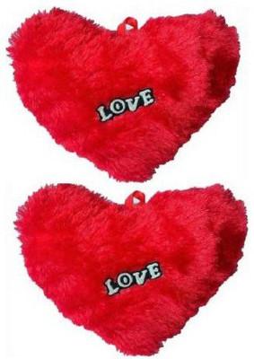 MGT CREATION Polyester Fibre Solid Cushion Pack of 2(Red)