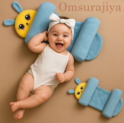 Babeestar Microfibre Baby Pillow Pack of 1 Animals Baby Neck Pillow(Light Blue)